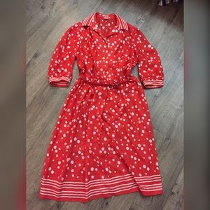 💚Vintage polka dot dress with belt